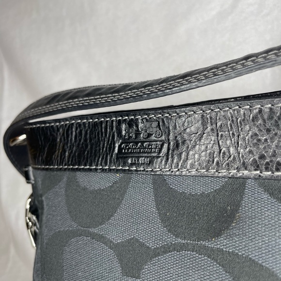 Coach Zoe Signature Top Handle Purse - Black Canvas/Leather, Blue Interior 🩵 - Picture 4 of 11